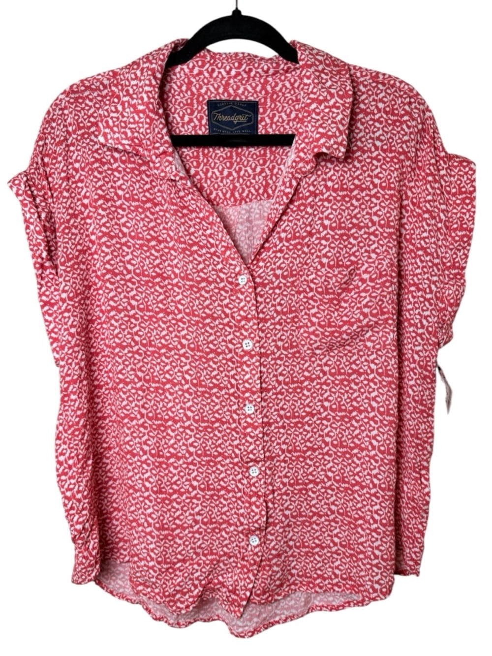 Threadgrit XL Pink Printed Button-Down Shirt